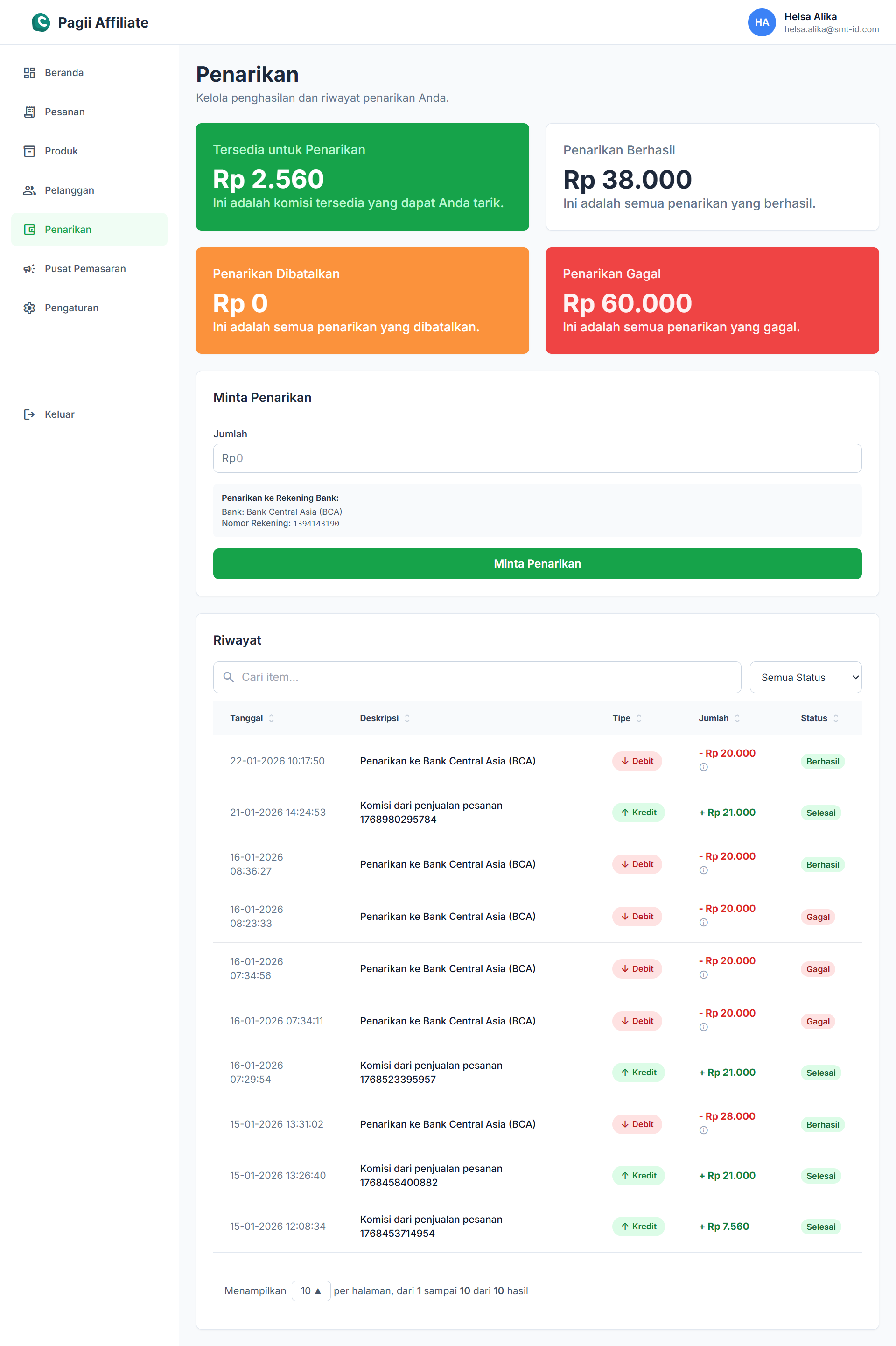 Withdrawal Affiliate